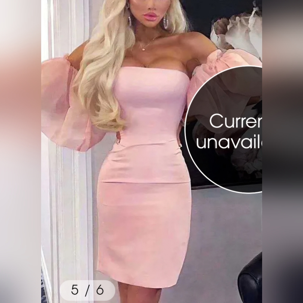 Pink Puff Sleeve Midi Dress